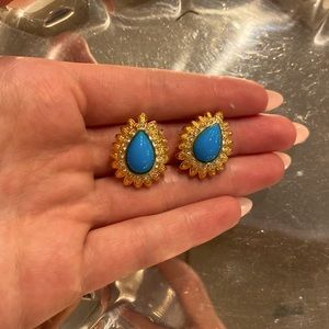 Vintage blue and gold clip ons